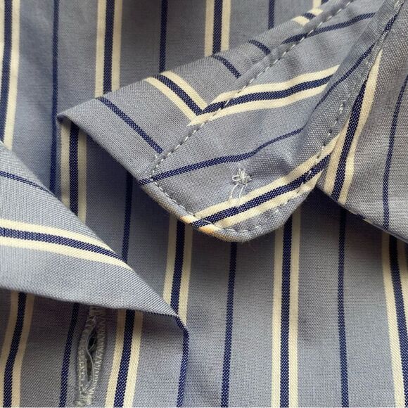 Maeve Blue/ White Striped Button Front Wrap Mini Shirt Dress Size Small - Picture 11 of 16